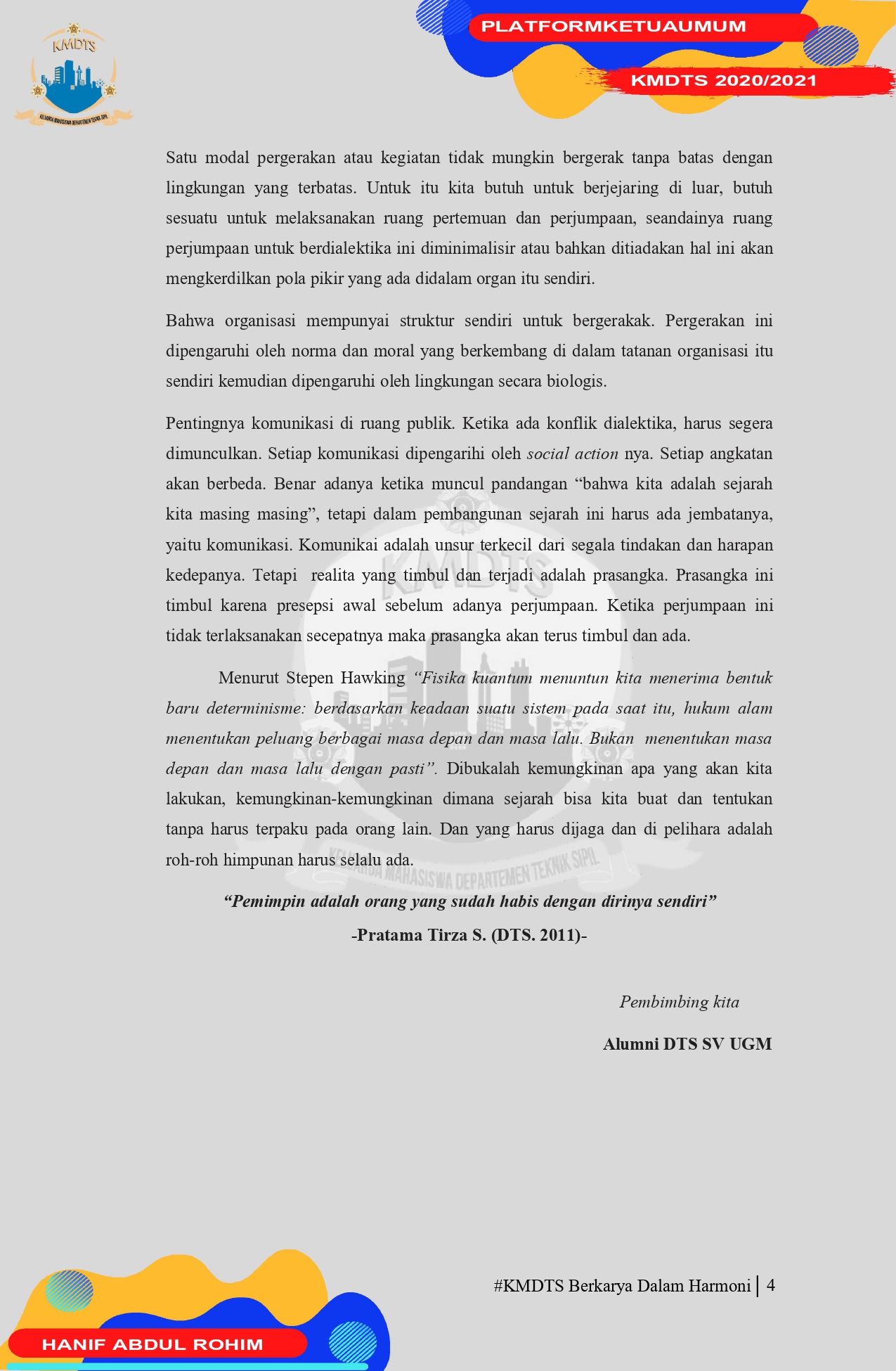 Ikrar Perjuangan Keluarga Mahasiswa Departemen Teknik Sipil